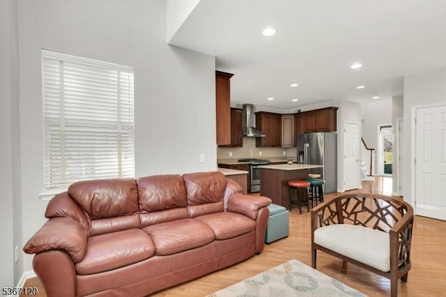 51 Carlisle Rd, Bernards Twp, NJ 07920 - living area with healthy amount of natural light, light wood finished floors, and recessed lighting