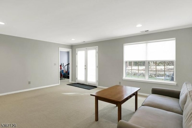 51 Carlisle Rd, Bernards Twp, NJ 07920 - living room with plenty of natural light, carpet, recessed lighting, and crown molding