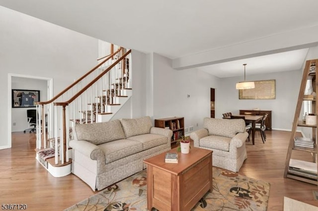 51 Carlisle Rd, Bernards Twp, NJ 07920 - living area with wood finished floors and stairs