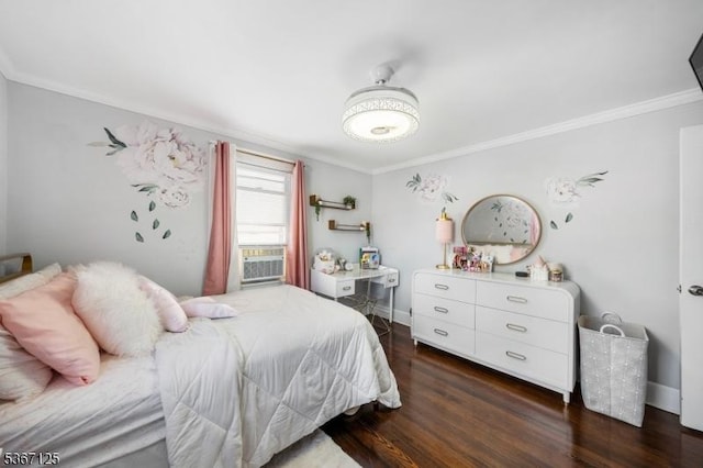 1697 Van Ness Ter, Union Twp, NJ 07083 - bedroom with ornamental molding, dark wood finished floors, and cooling unit