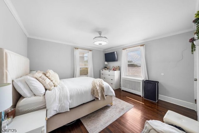1697 Van Ness Ter, Union Twp, NJ 07083 - bedroom with radiator, ornamental molding, and dark wood-style flooring
