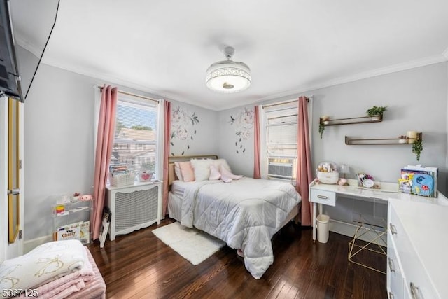 1697 Van Ness Ter, Union Twp, NJ 07083 - bedroom with ornamental molding, radiator, and dark wood-type flooring