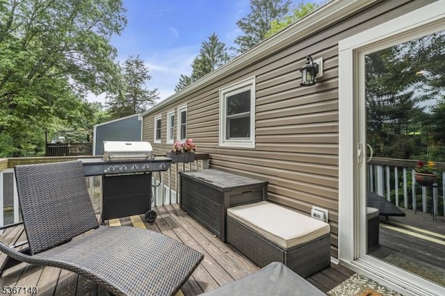 32 Mountain Heights Dr, Byram Twp, NJ 07871 - wooden deck featuring a grill