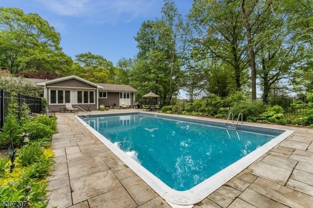 1117 Califon Cokesbury Rd, Lebanon Twp, NJ 08833 - view of swimming pool with a patio and view of scattered trees
