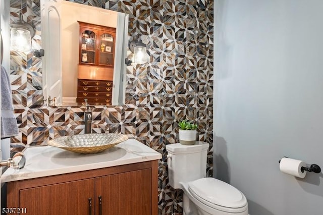 5 Mcvickers Ln, Mendham Twp, NJ 07945 - bathroom featuring vanity and tasteful backsplash