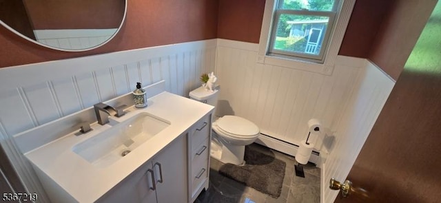 301 Ohio Ave, Pohatcong Twp, NJ 08865 - half bathroom featuring vanity, wainscoting, and baseboard heating