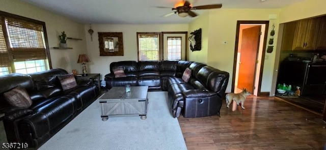 301 Ohio Ave, Pohatcong Twp, NJ 08865 - living area with healthy amount of natural light, wood finished floors, and ceiling fan