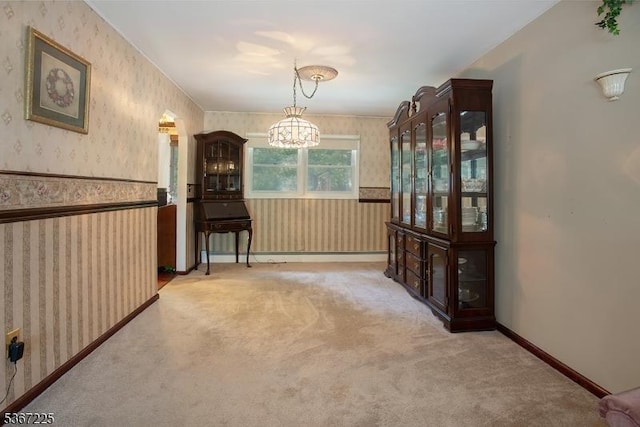 1 Lackawanna Trl, Hopatcong Boro, NJ 07843 - corridor with wallpapered walls, carpet floors, and a chandelier