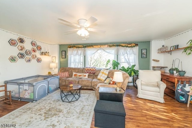 28 Middle Valley Rd, Washington Twp, NJ 07853 - living area with wood finished floors and a ceiling fan
