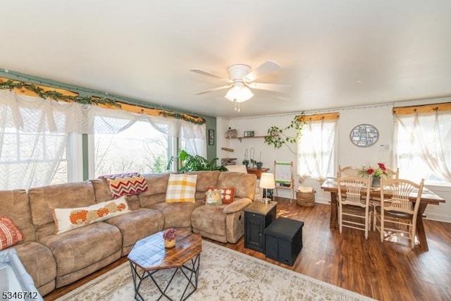 28 Middle Valley Rd, Washington Twp, NJ 07853 - living area featuring healthy amount of natural light, wood finished floors, and a ceiling fan