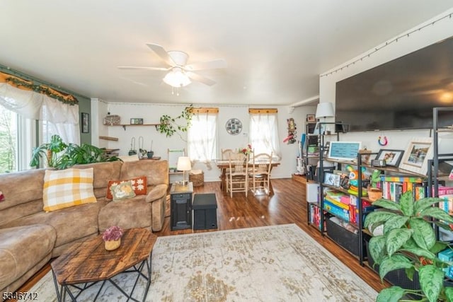 28 Middle Valley Rd, Washington Twp, NJ 07853 - living area with a ceiling fan and wood finished floors
