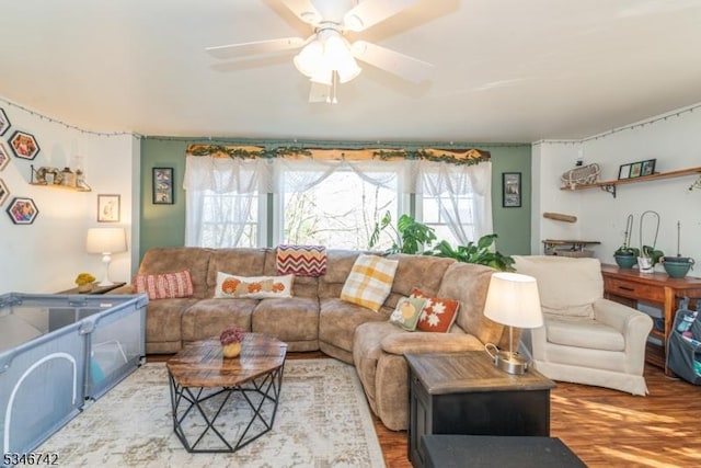 28 Middle Valley Rd, Washington Twp, NJ 07853 - living area with ceiling fan and wood finished floors