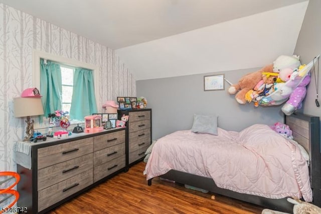 28 Middle Valley Rd, Washington Twp, NJ 07853 - bedroom with wood finished floors, wallpapered walls, and lofted ceiling