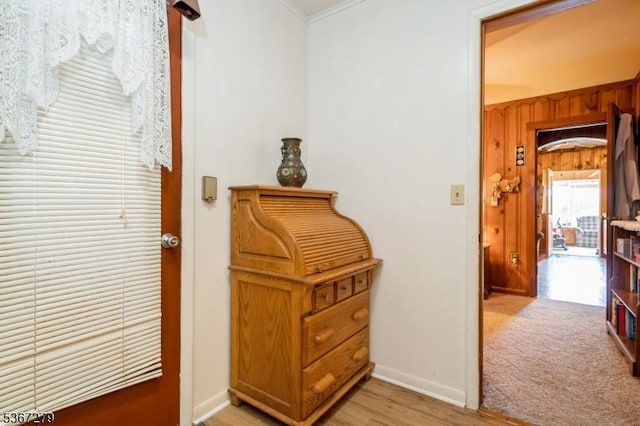 2 Hazelnut Dr, Hampton Twp, NJ 07860 - hallway with crown molding and wood walls