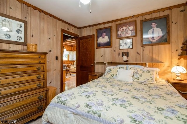 2 Hazelnut Dr, Hampton Twp, NJ 07860 - bedroom featuring arched walkways and wooden walls