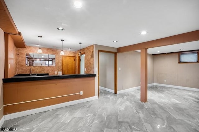 77 John E Busch Ave, Franklin Twp, NJ 08873 - kitchen featuring pendant lighting, recessed lighting, and dark countertops