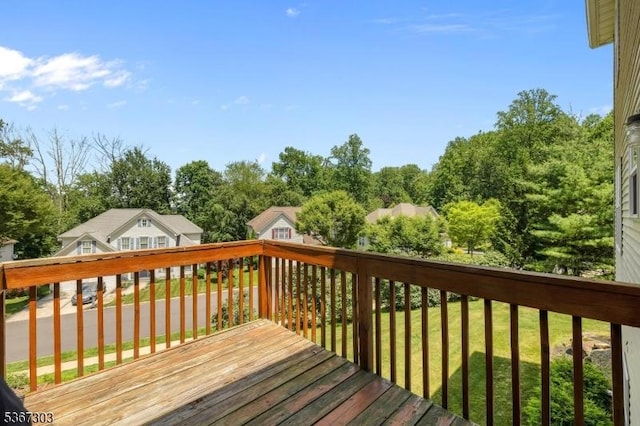 6 Bowers Dr, Allamuchy Twp, NJ 07840 - deck featuring a lawn and view of wooded area