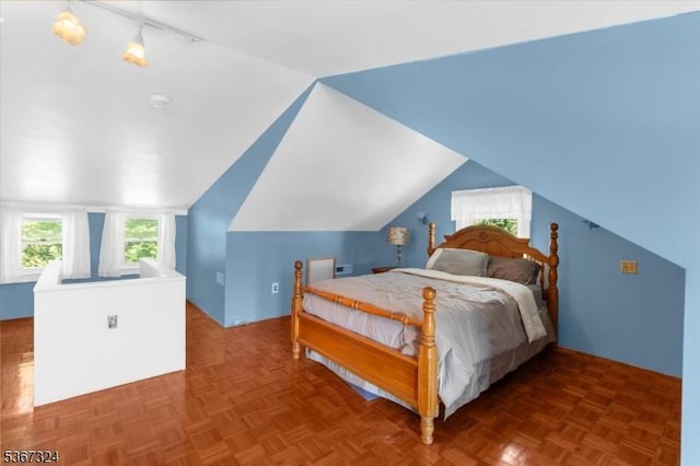 7 Park Ave, Summit City, NJ 07901 - bedroom with lofted ceiling, multiple windows, and track lighting