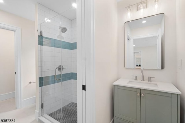 211 Spencer Rd, Bernards Twp, NJ 07920 - full bath featuring a shower stall, vanity, and recessed lighting