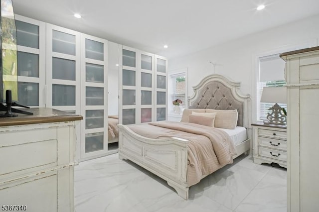 28 Sanford Ave, Belleville Twp, NJ 07109 - bedroom featuring light marble finish flooring and recessed lighting