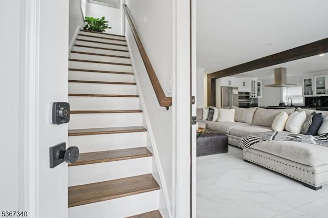 28 Sanford Ave, Belleville Twp, NJ 07109 - staircase with beamed ceiling