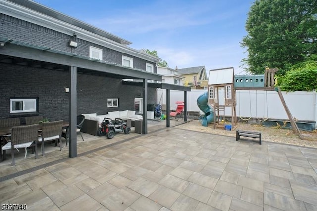 28 Sanford Ave, Belleville Twp, NJ 07109 - view of patio featuring a playground and outdoor dining area