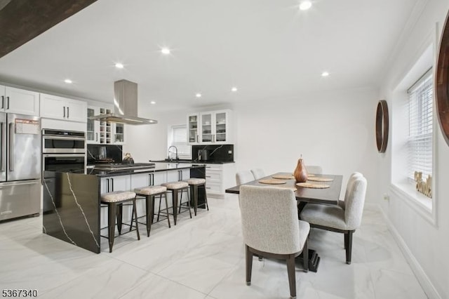 28 Sanford Ave, Belleville Twp, NJ 07109 - dining room with light marble finish flooring and recessed lighting