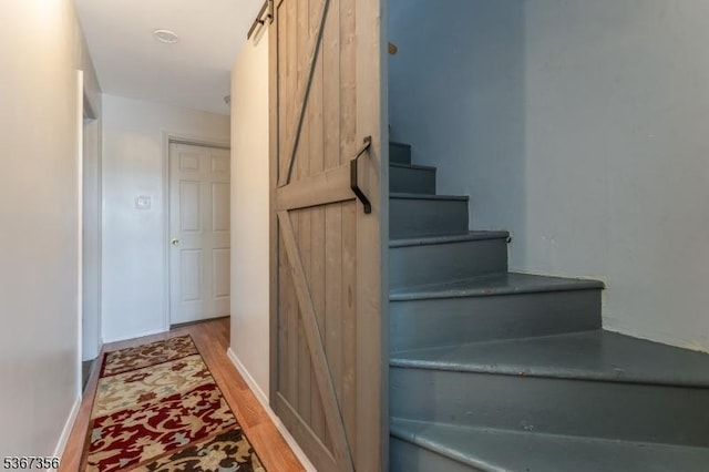 302 Chambers St, Phillipsburg Town, NJ 08865 - staircase with a barn door and wood finished floors