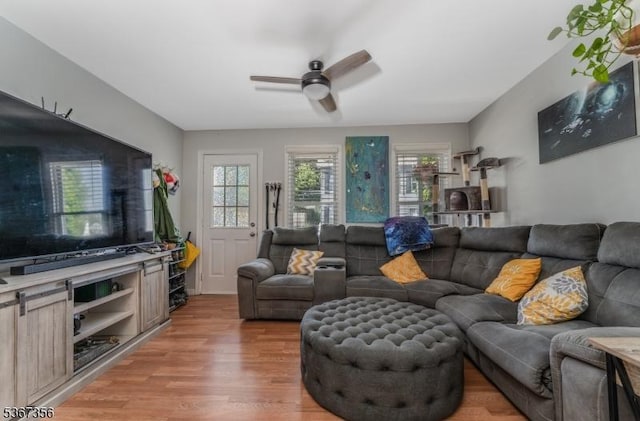 302 Chambers St, Phillipsburg Town, NJ 08865 - living area featuring a ceiling fan and light wood-type flooring
