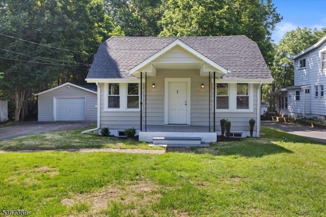 29 S Hillside Ave, Roxbury Twp, NJ 07876 - bungalow-style house featuring driveway, a detached garage, an outbuilding, and a shingled roof