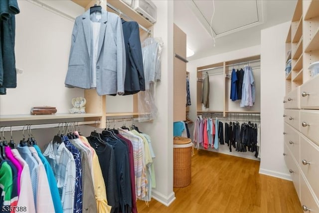 3 Stanbury Ln, Kingwood Twp, NJ 08825 - walk in closet featuring wood finished floors and attic access