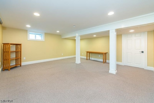 88 Overlook Ave, East Hanover Twp, NJ 07936 - basement with recessed lighting and light carpet