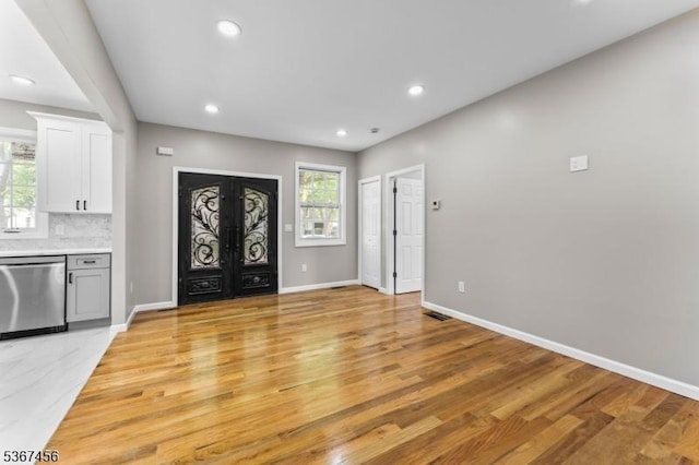 331 W Ln, Clark Twp, NJ 07066 - entrance foyer with light wood-style floors, french doors, and recessed lighting