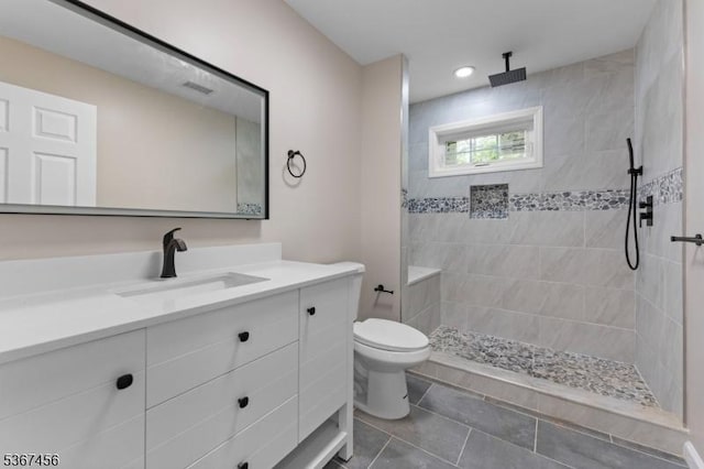 331 W Ln, Clark Twp, NJ 07066 - full bath featuring vanity, walk in shower, tile patterned flooring, and recessed lighting
