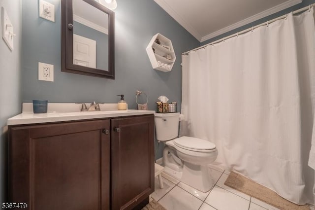 37 Evergreen Rd, Vernon Twp, NJ 07461 - bathroom with ornamental molding, tile patterned flooring, and vanity