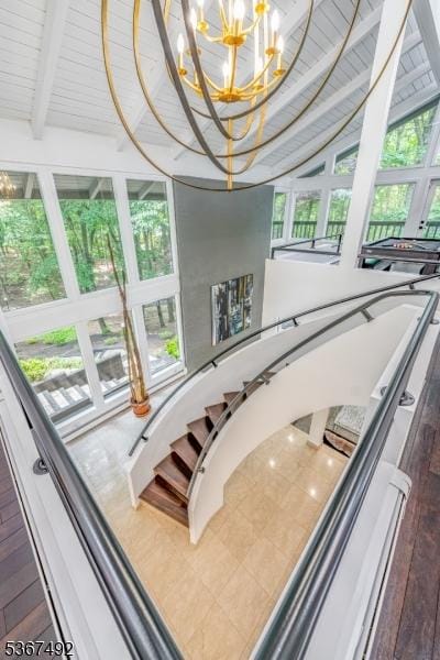17 Glenwood Rd, Colts Neck Twp, NJ 07722 - stairs with a chandelier