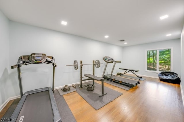 17 Glenwood Rd, Colts Neck Twp, NJ 07722 - exercise area with wood finished floors and recessed lighting