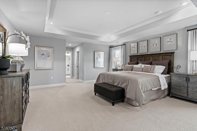 14 Glacier Way, Union Twp, NJ 08867 - bedroom with a tray ceiling, light colored carpet, recessed lighting, and ornamental molding