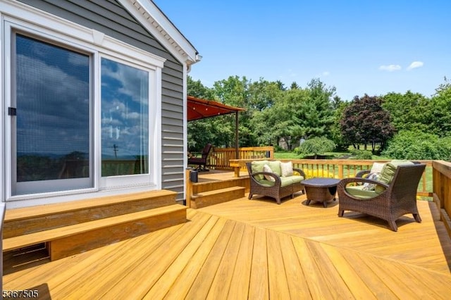 20 Scenic Dr, Fredon Twp, NJ 07860 - deck with view of scattered trees and an outdoor hangout area