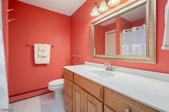 20 Scenic Dr, Fredon Twp, NJ 07860 - full bathroom with baseboard heating, vanity, and tile patterned flooring