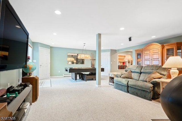 20 Scenic Dr, Fredon Twp, NJ 07860 - living area with billiards, light carpet, and recessed lighting