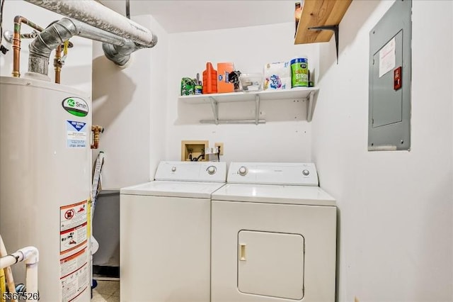 113 Lindsey Ct, Franklin Twp, NJ 08823 - washroom with gas water heater, washing machine and clothes dryer, and electric panel
