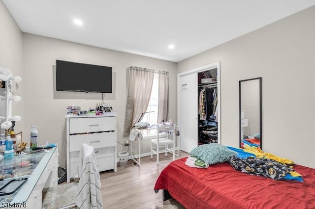 442 Stalevicz Ln, Rahway City, NJ 07065 - bedroom with light wood finished floors, recessed lighting, and a closet