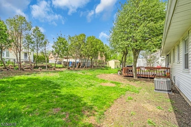 442 Stalevicz Ln, Rahway City, NJ 07065 - fenced backyard with a storage shed and a wooden deck