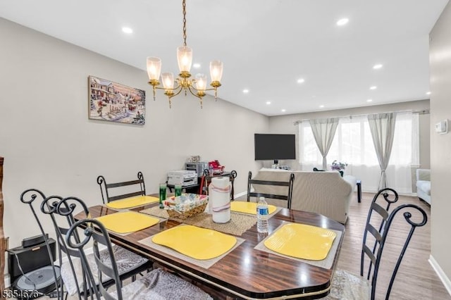442 Stalevicz Ln, Rahway City, NJ 07065 - dining space with a chandelier, recessed lighting, and light wood finished floors