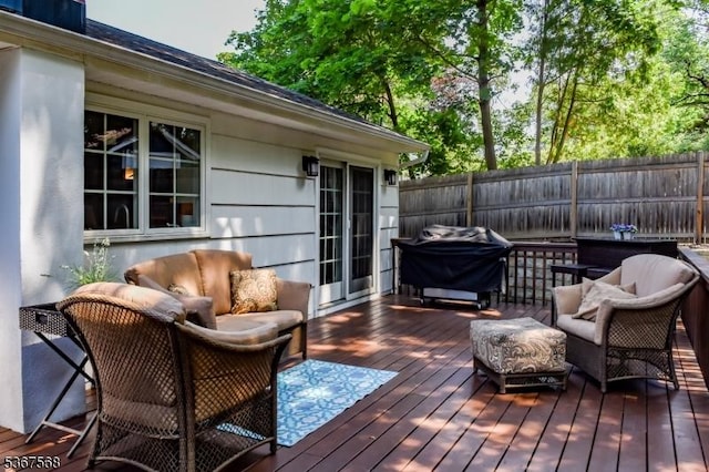 4 Parkway E, Caldwell Boro Twp, NJ 07006 - wooden deck with an outdoor living space and area for grilling