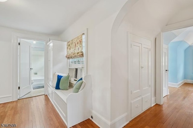 329 W End Rd, South Orange Village Twp, NJ 07079 - corridor featuring light wood-style floors, cooling unit, and arched walkways