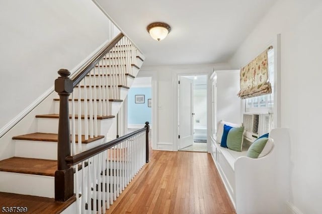 329 W End Rd, South Orange Village Twp, NJ 07079 - stairway with wood-type flooring and cooling unit