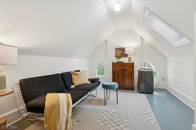 329 W End Rd, South Orange Village Twp, NJ 07079 - living area with a skylight, vaulted ceiling, healthy amount of natural light, and wood finished floors