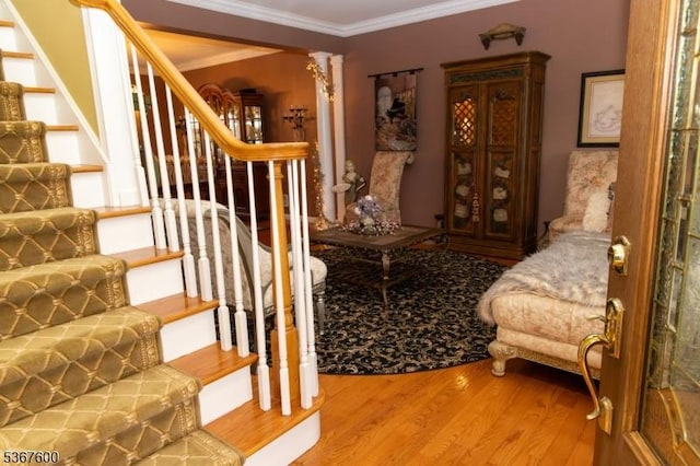 10 Links Ct, Sparta Twp, NJ 07871 - staircase featuring wood finished floors and crown molding